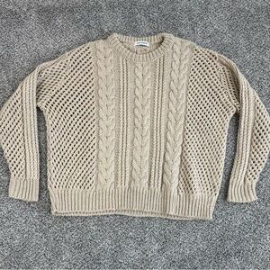 Gat Rimon Oatmeal Alpaca Wool Blend Cableknit Sweater Made In France Women’s L